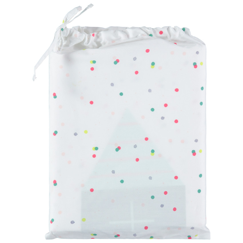 Set housse de couette et taie d'oreiller à pois et maisons printés 