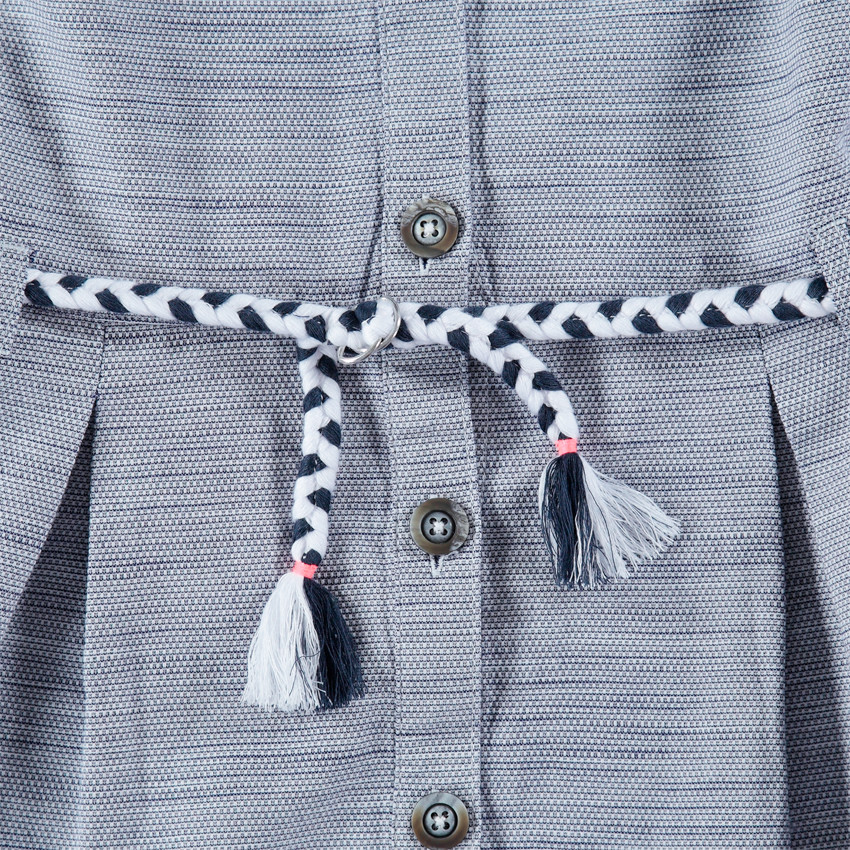 Junior - Robe chemise manches courtes avec ceinture tressée 
