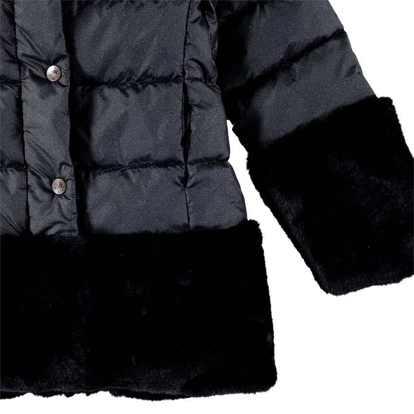 Doudoune longue fausse fourrure doublée sherpa 