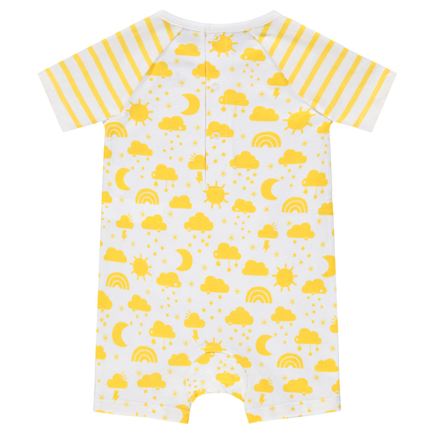 Combinaison courte en coton avec nuages et soleils printés 