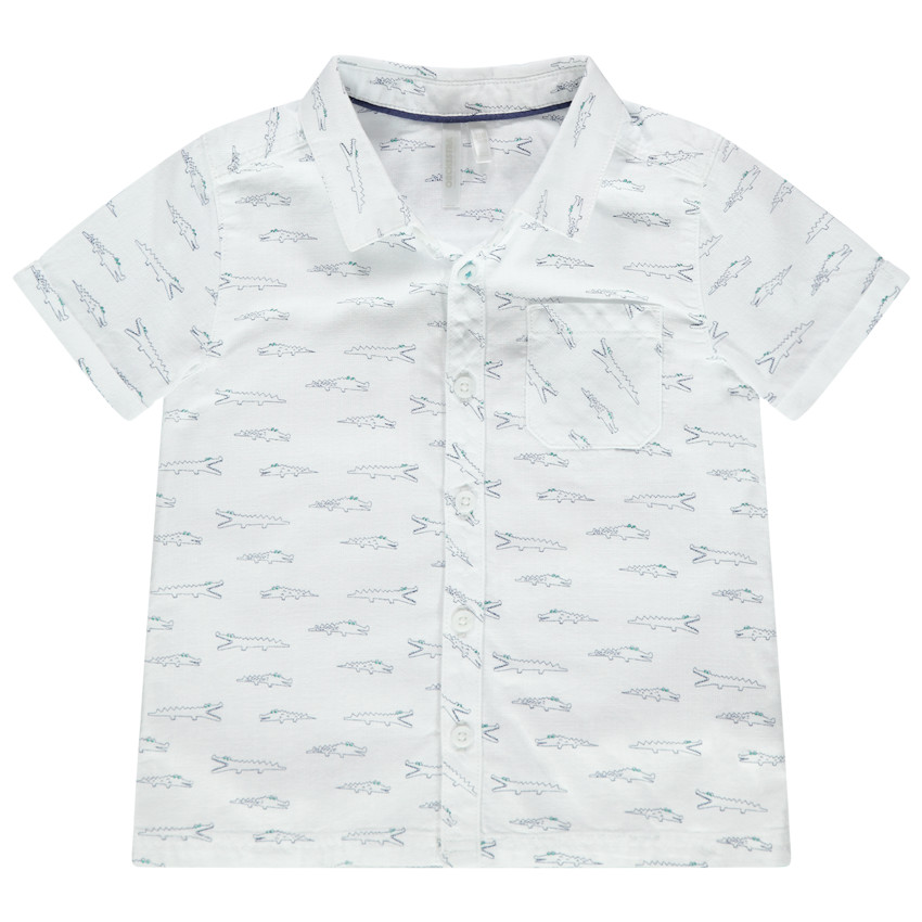 Chemise manches courtes imprimée crocodiles all-over 