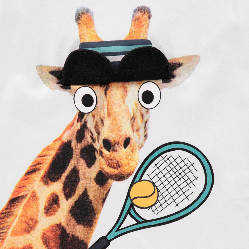 T-shirt manches longues en coton print girafe à lunettes 