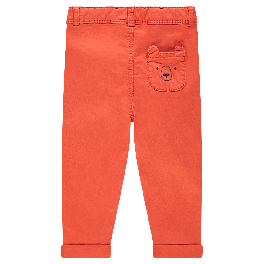 Pantalon en twill avec badge et poche forme ourson 