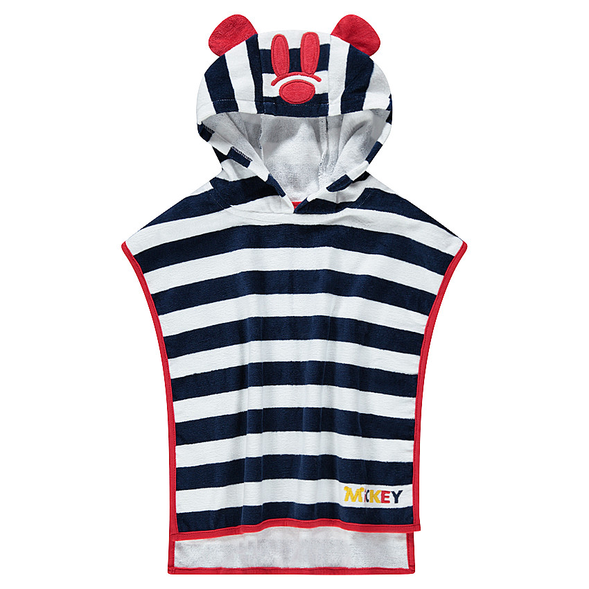 Cape de bain rayée en éponge avec broderies Mickey Disney 