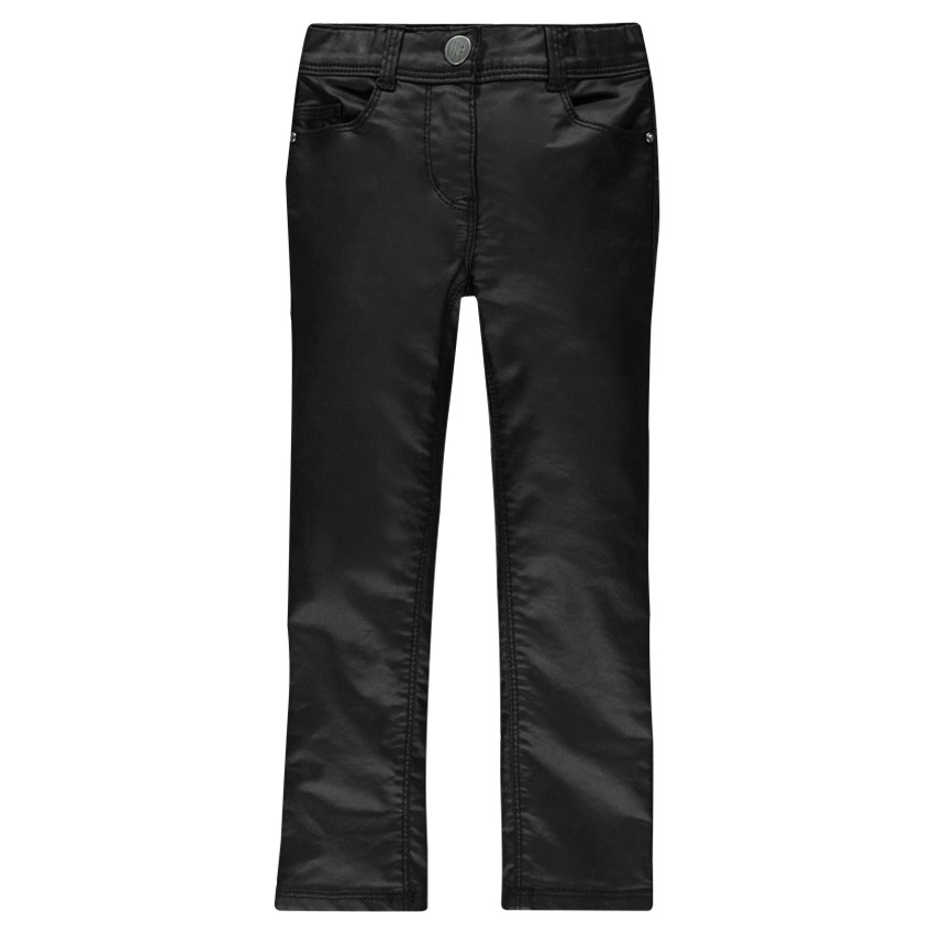 Junior - Pantalon slim enduit noir avec détails fantaisie 