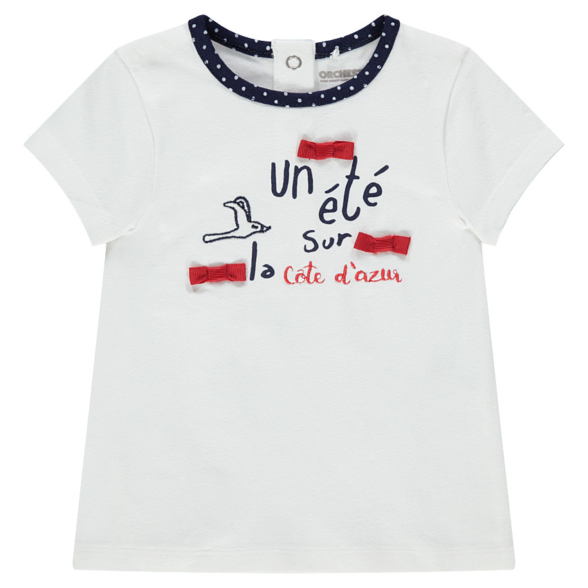 Tee-shirt manches courtes en jersey avec noeuds et inscriptions printées 
