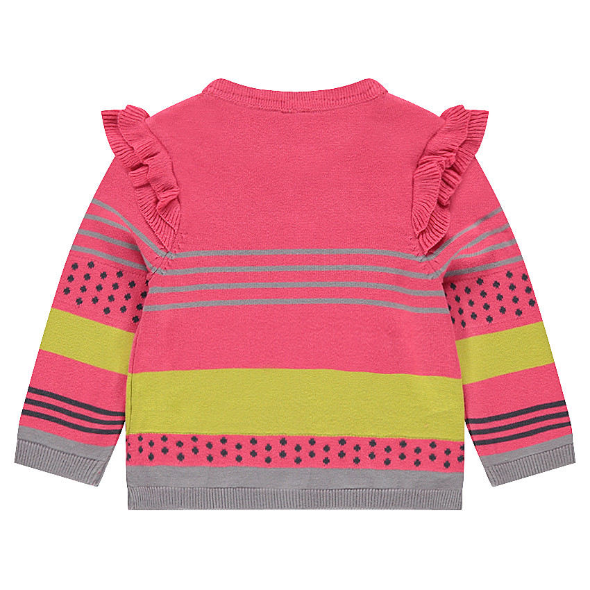 Gilet en tricot avec rayures contrastées et volants 