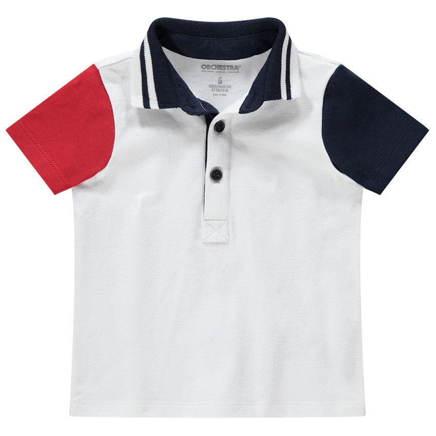 Polo manches courtes contrastées en coton  