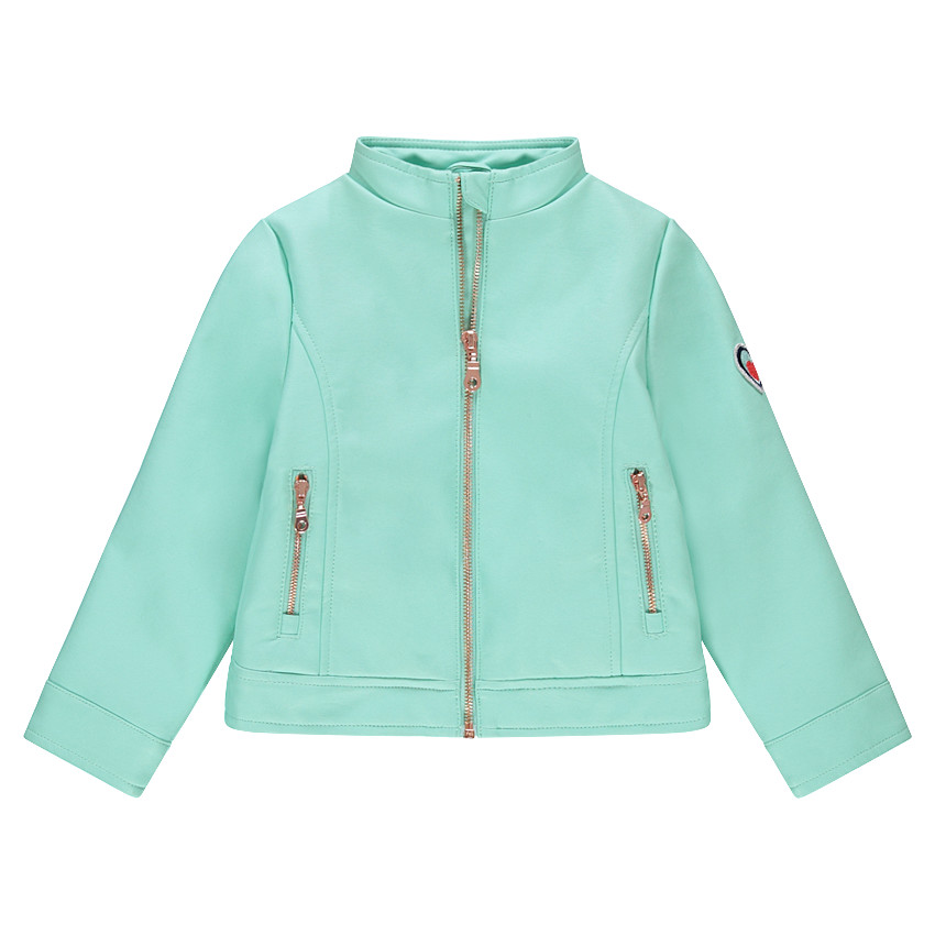 Veste en simili cuir style motard avec doublure en satin imprimé 