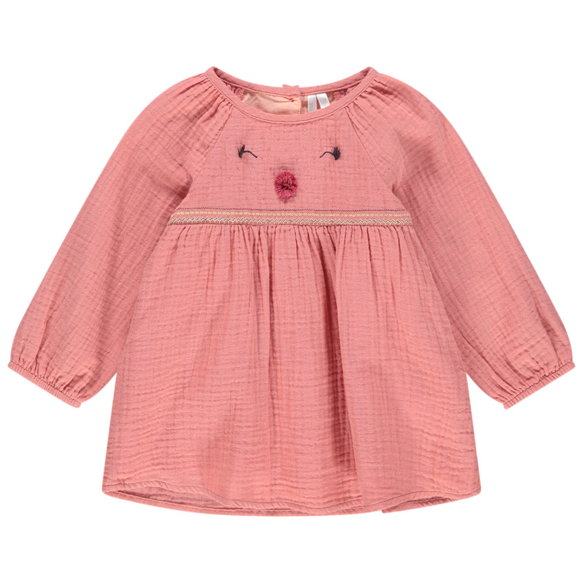 Tunique manches longues en coton tubique et broderies 