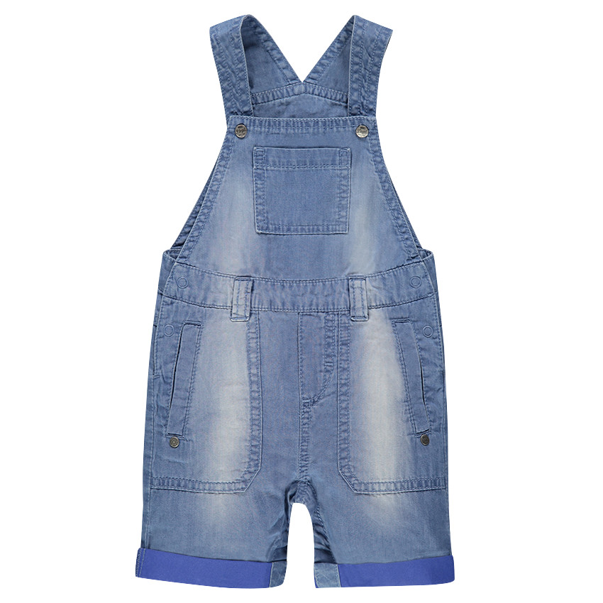 Salopette short en jeans effet used 