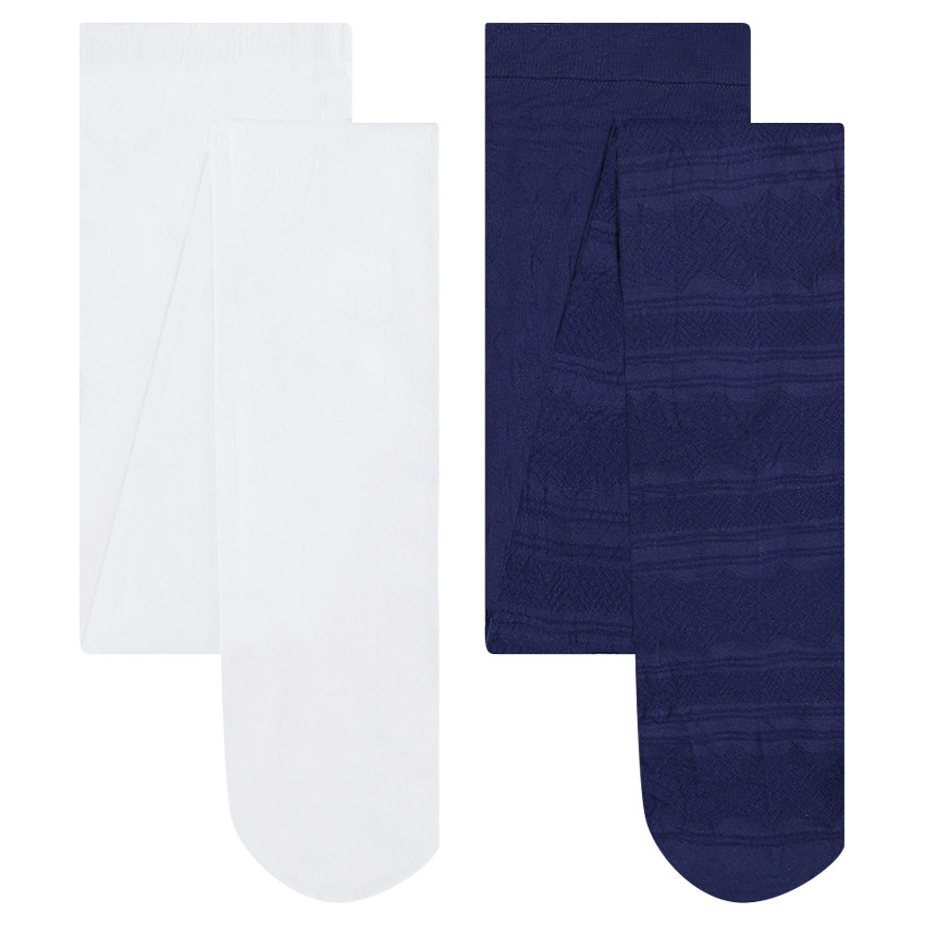 Lot de 2 collants fins à motif jacquard / unis 