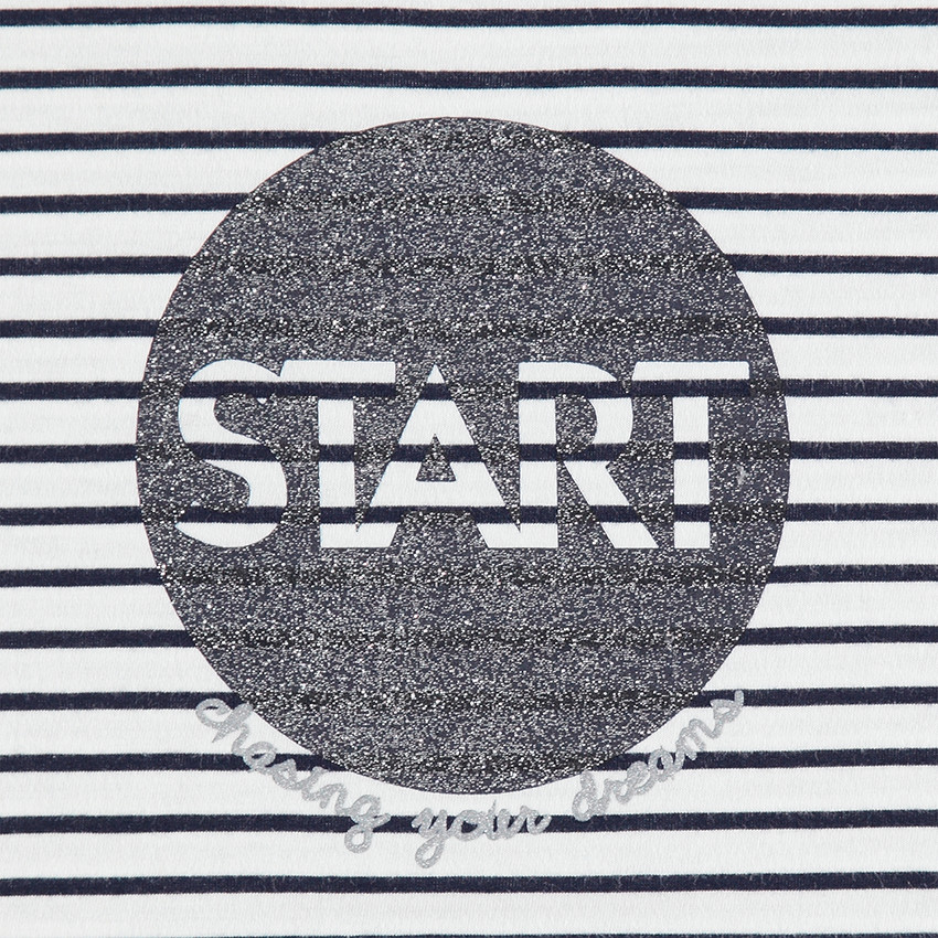 Junior - Tee-shirt manches longues en jersey rayé avec print pailleté 