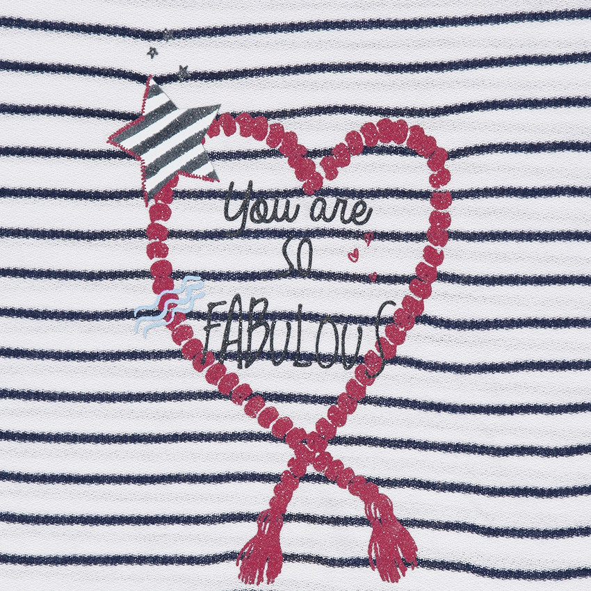 Junior - Tee-shirt manches longues style marinière avec print 