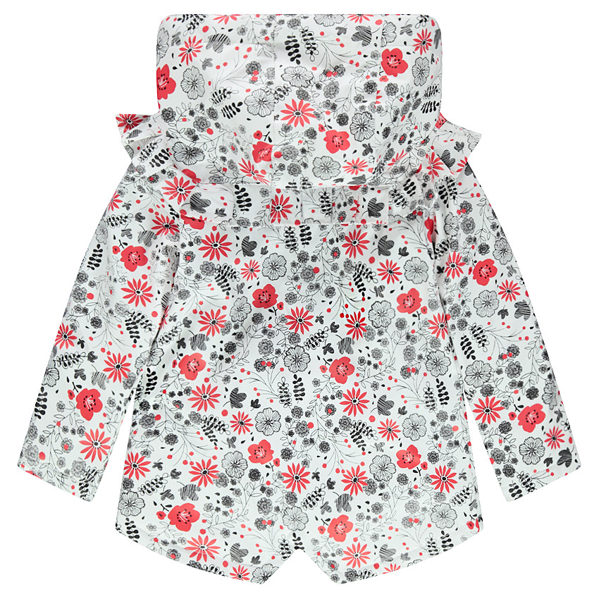 Parka en gomme imprimée fleurs all-over doublée sherpa fine 