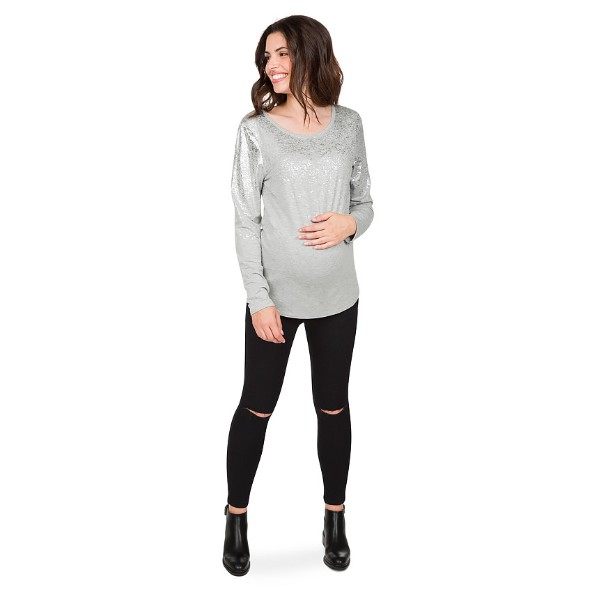 Jeans de grossesse slim avec déchirures genoux 