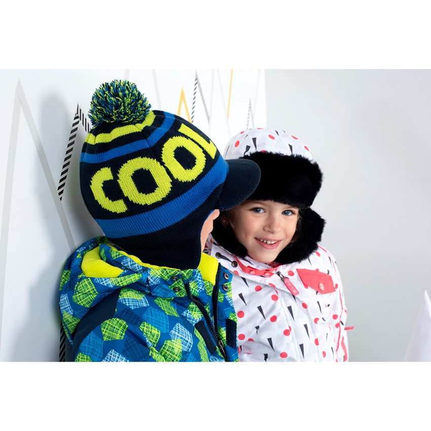 Bonnet péruvien en tricot doublé micropolaire avec pompon 