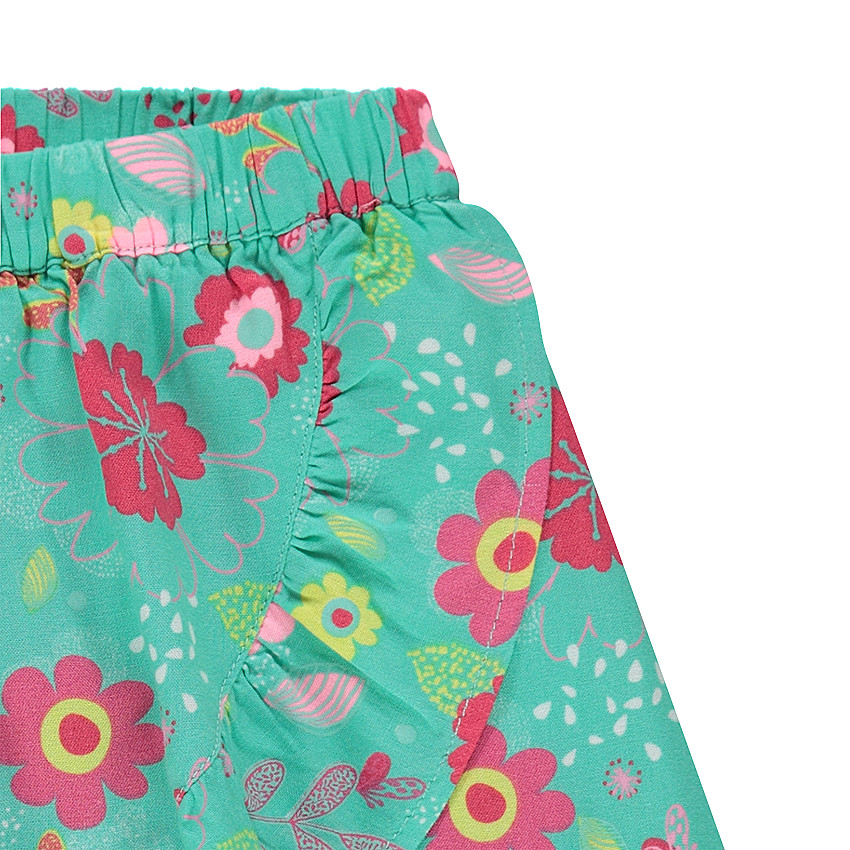 Jupe short imprimée fleurs all-over avec pans croisés 