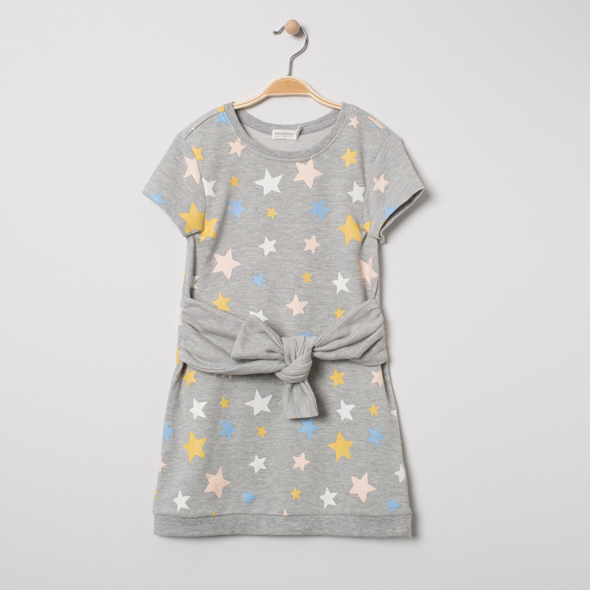 Robe en molleton à étoiles imprimées et ceinture 