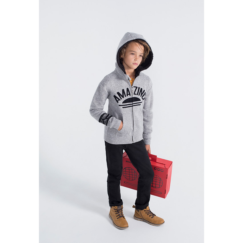 Junior - Veste en molleton avec ouverture zippée et textes printés 