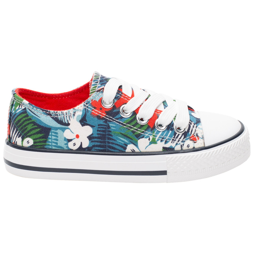 Baskets basses en toile à imprimé floral du 28 au 35 