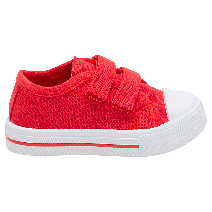 Baskets basses en toile unie rouges à scratchs du 20 au 23 