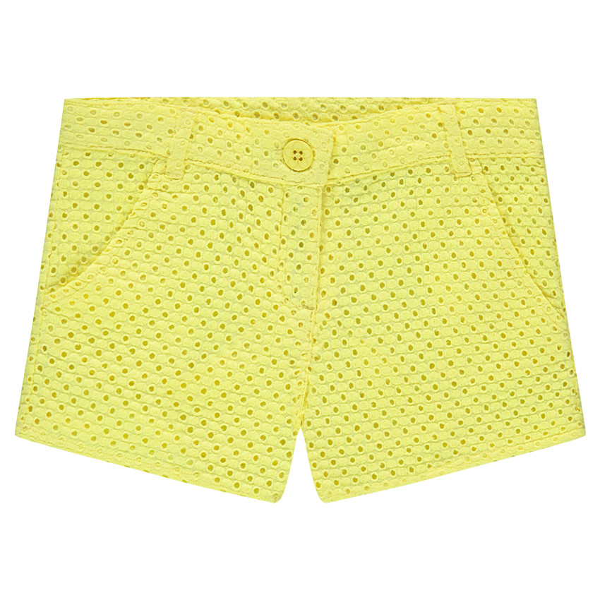 Short en broderie anglaise jaune 