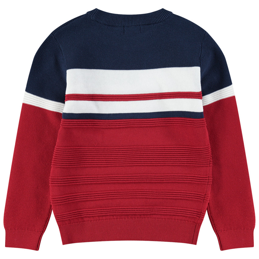 Junior - Pull en tricot ottoman avec inscriptions en jacquard 