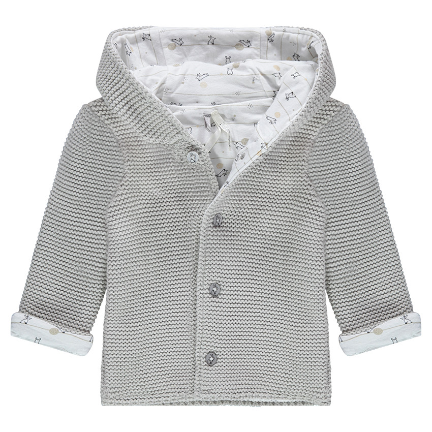Gilet à capuche en tricot doublé de jersey imprimé all-over 
