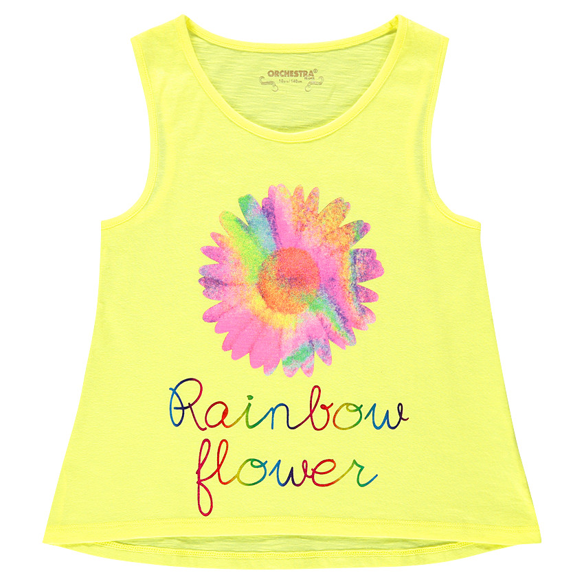 Débardeur en jersey slub et print fantaisie 