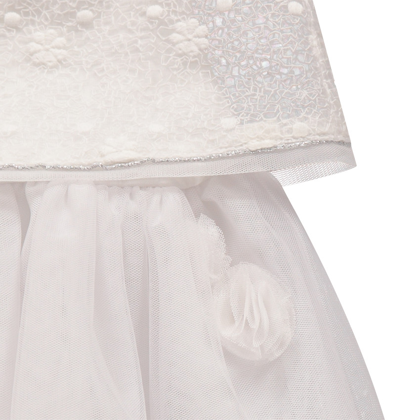 Robe effet 2 en 1 avec tulle et fleurs brodées 