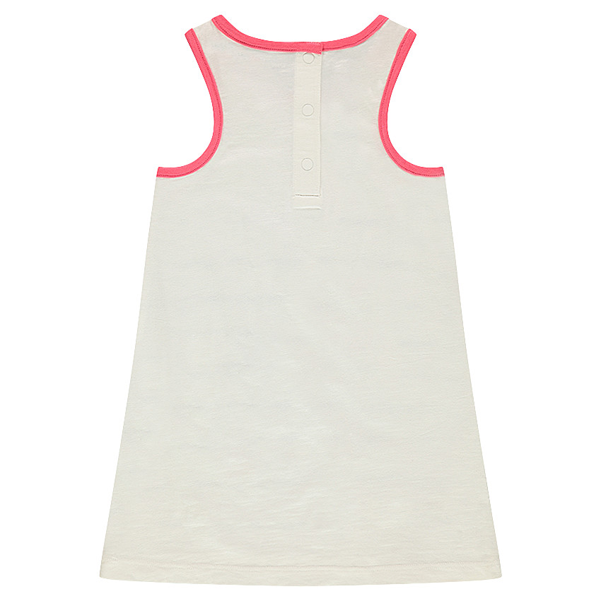 Robe sans manches en jersey slub avec rayures et flamant rose printés 