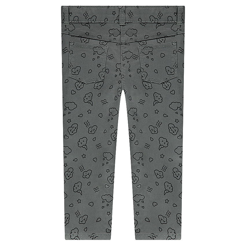 Pantalon en twill coupe slim avec nuages printés all-over 