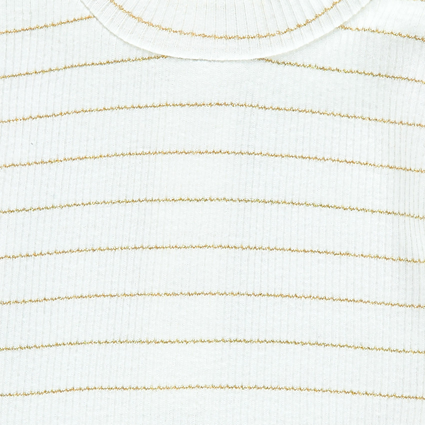 Sous-pull rayé à côtes et col montant 