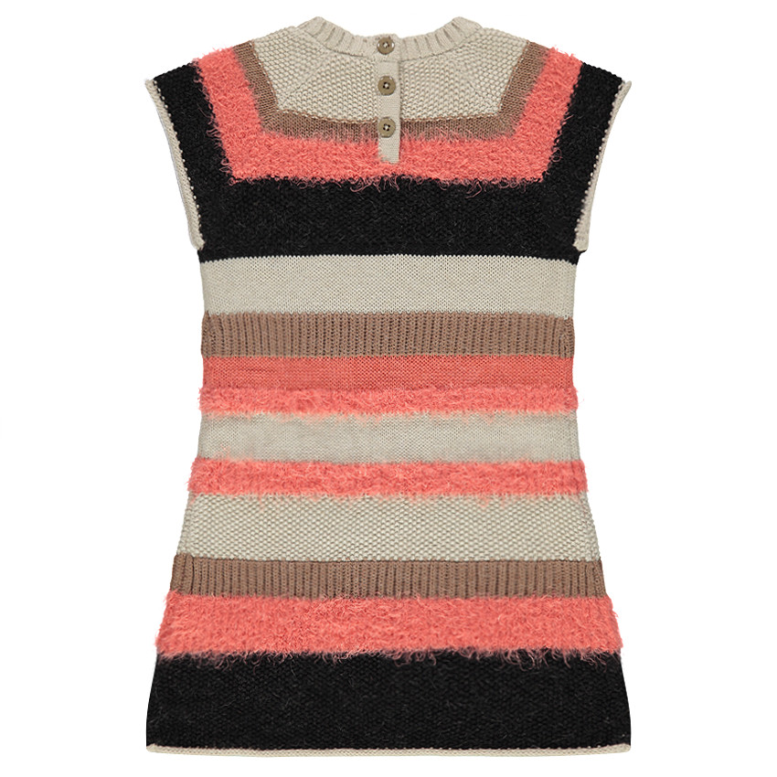 Robe manches en tricot fantaisie rayé 