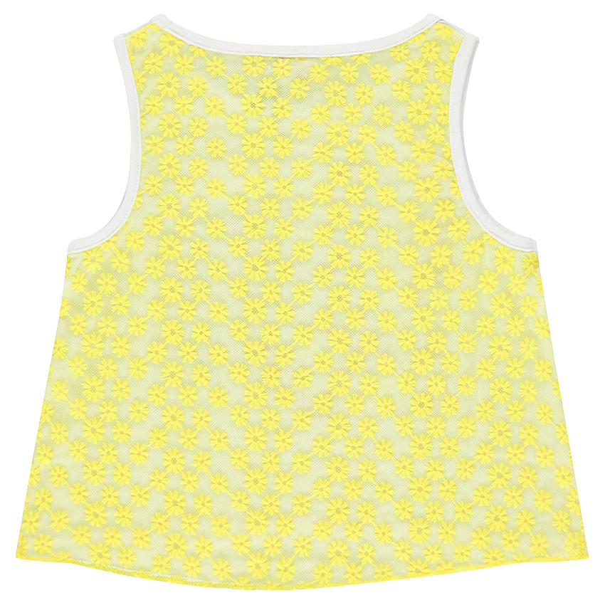 Top sans manches printé et dos en tulle 
