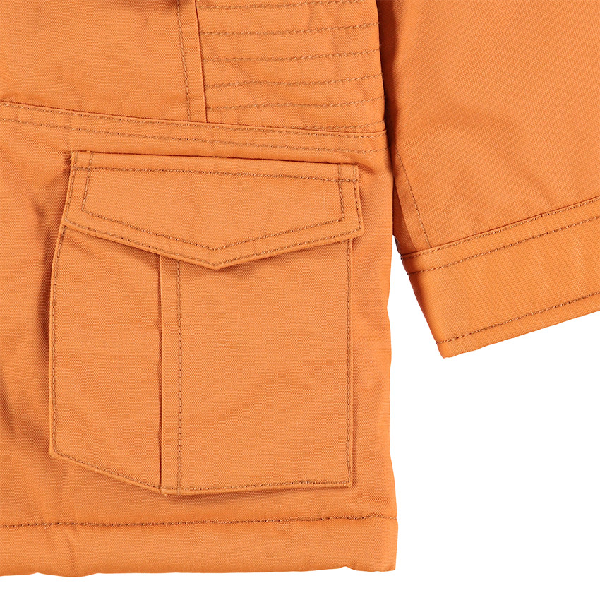 Parka en coton enduit doublée sherpa avec poches à rabat 