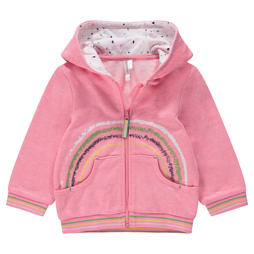 Gilet en molleton à capuche avec arc-en-ciel printé 