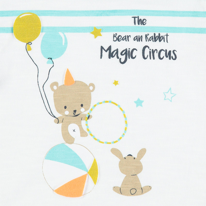 Ensemble tee-shirt manches longues avec animaux printé et pantalon uni 