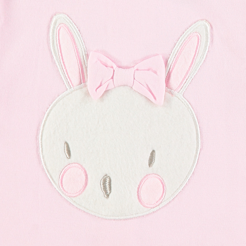 Tee-shirt manches longues volanté avec lapin patché et volants 