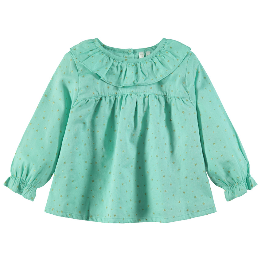 Tunique manches longues à étoiles dorées printées all-over 