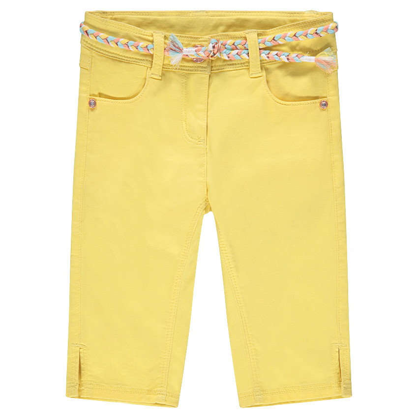 Pantacourt en coton uni avec ceinture tressée amovible 