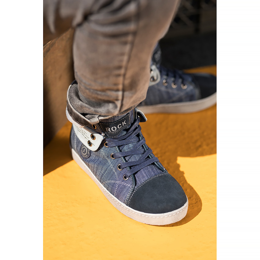 Bottillons en toile effet jeans à lacets et zip du 28 au 35  