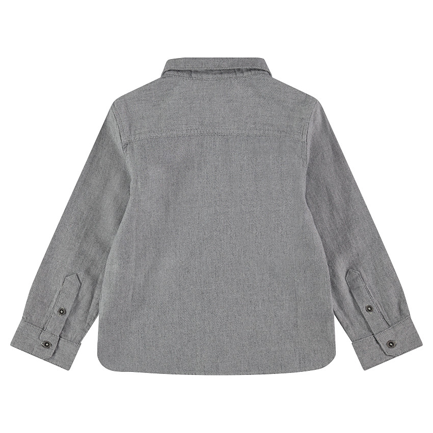 Chemise manches longues en coton piqué avec poche 