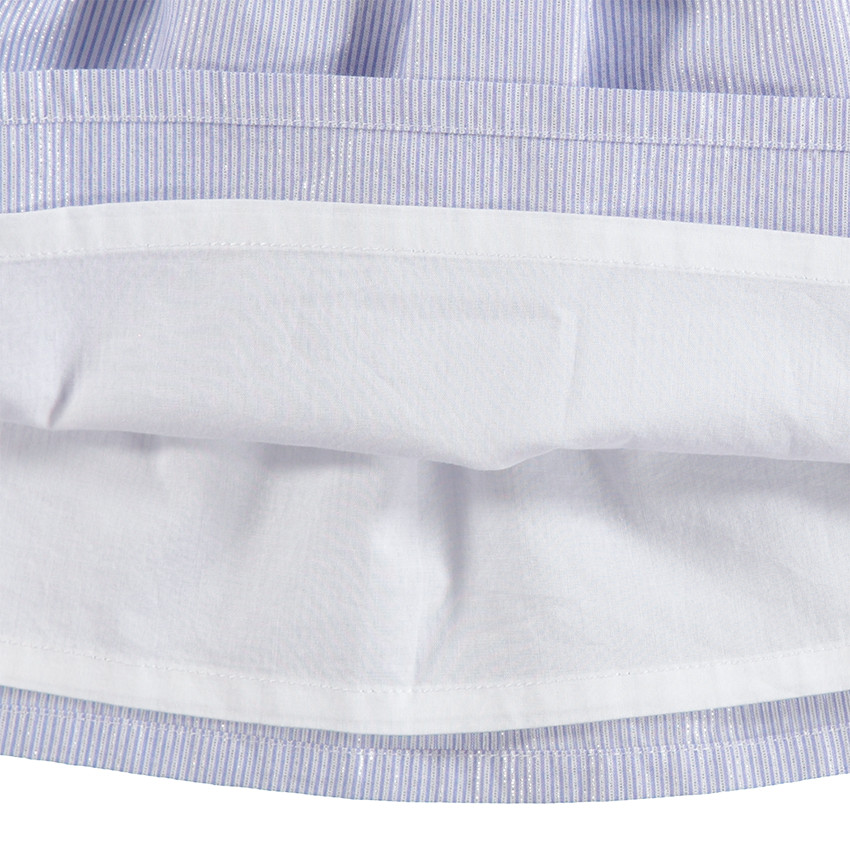 Robe manches courtes à fines rayures irisées et broderies Smiley 