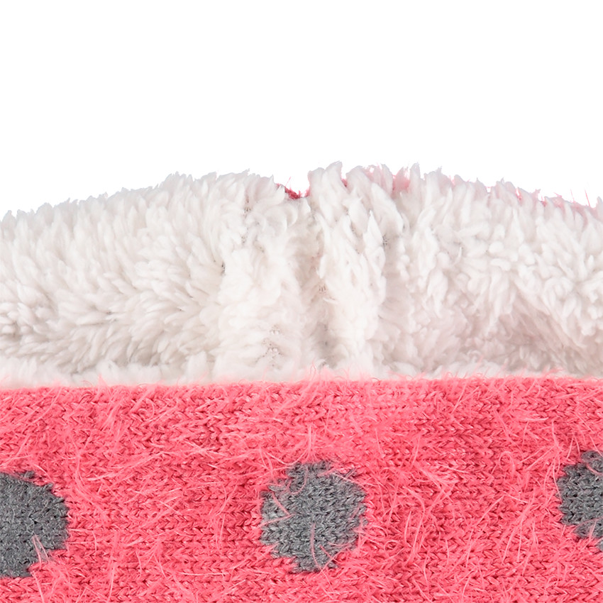 Snood en tricot poil doublé sherpa avec pompon 