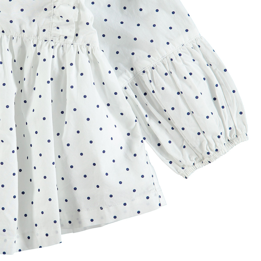 Chemise manches longues à pois all-over avec col Claudine 