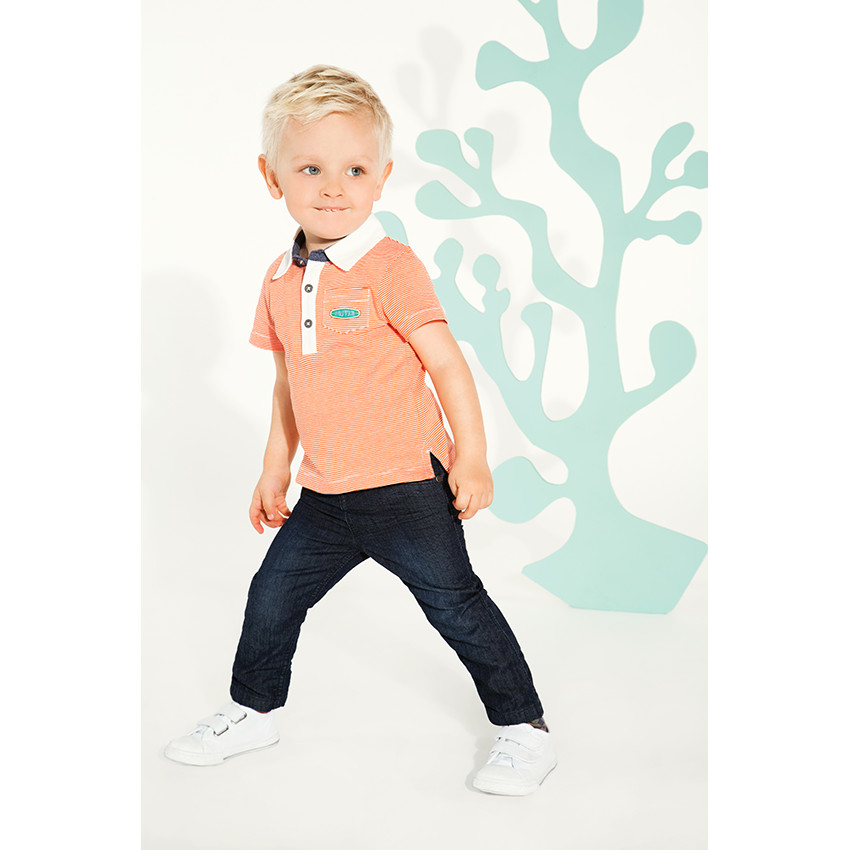 Polo manches courtes rayé avec poche 