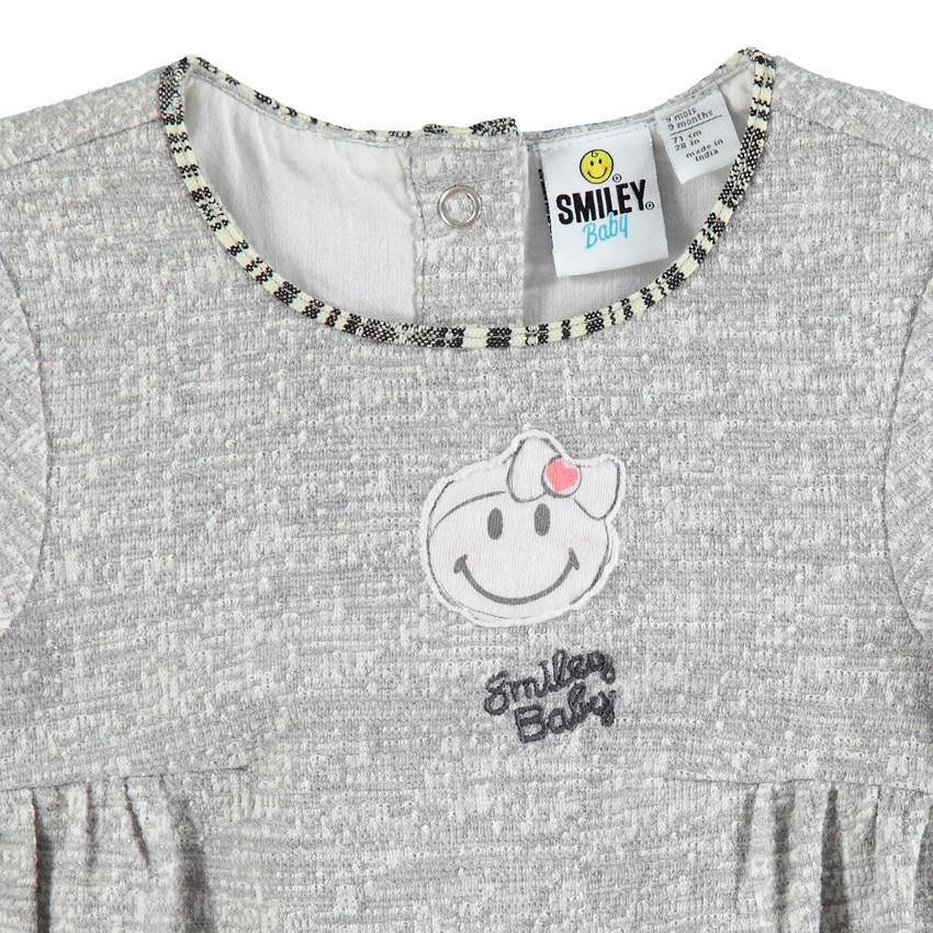 Robe manches longues en maille fantaisie avec Smiley printé 