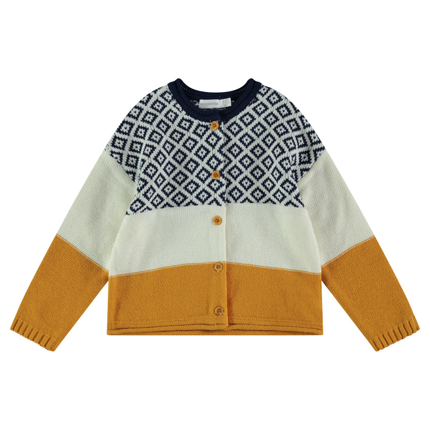 Gilet en tricot contrasté avec motif jacquard 